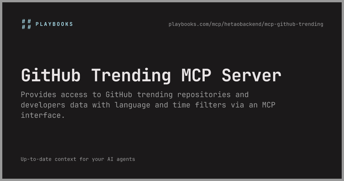GitHub Trending MCP Server - hetaobackend/mcp-github-trending