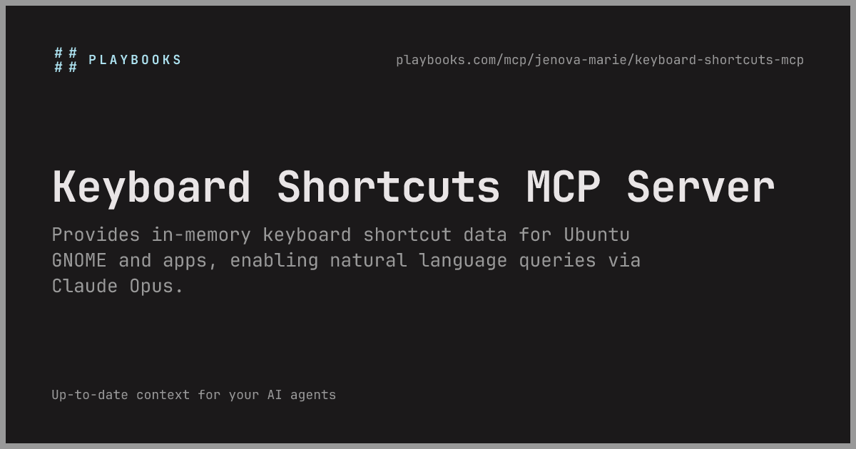 Keyboard Shortcuts MCP Server - jenova-marie/keyboard-shortcuts-mcp